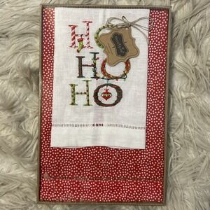 Mud Pie Christmas 100% Linen Decorative Kitchen Bath Hand Towels 2 Piece Red NWT